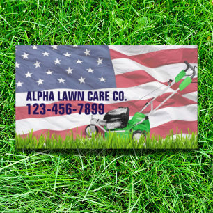 Patriotic Veteran Yard Landscaping Grass Mwing Visitkort