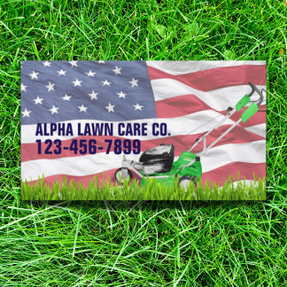 Patriotic Veteran Yard Landscaping Grass Mwing Visitkort