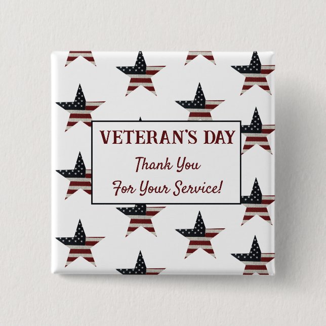 Patriotic Veterans dag American Flagga Star Knapp (Framsida)
