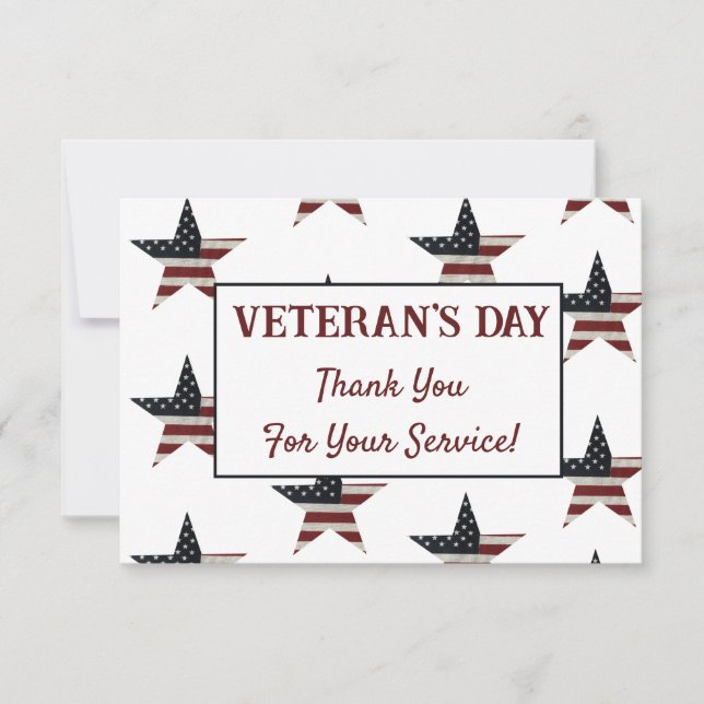 Patriotic Veterans dag American Flagga Star Tack Kort (Framsida)