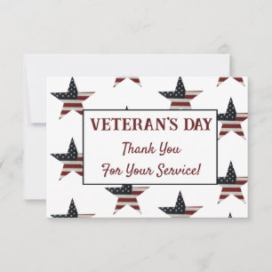 Patriotic Veterans dag American Flagga Star Tack Kort