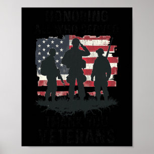 Patriotic Veterans Day hedrar alla som tjänade Ame Poster