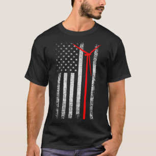 Patriotic Vind Turbine Technician American Flagga  T Shirt