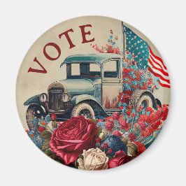 Patriotic Vintage Truck Magnet