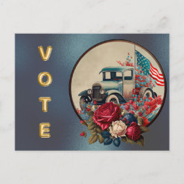 Patriotic Vintage Truck Vote Vykort