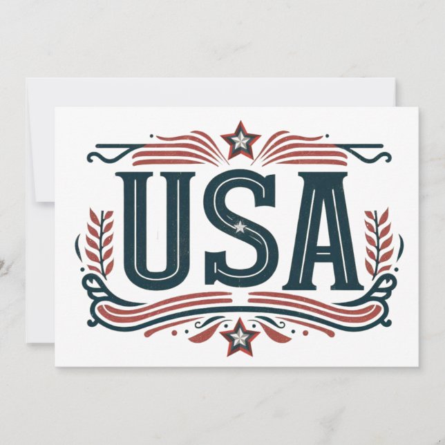 Patriotic, vintage USA Julkort (Framsida)