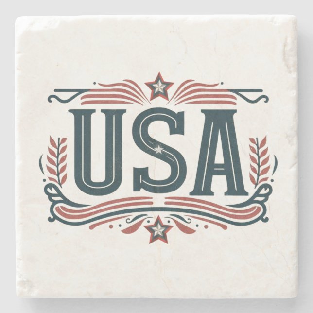 Patriotic, vintage USA Stenunderlägg (Framsidan)