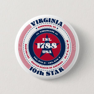 Patriotic Virginia Circle med statsinformation Knapp