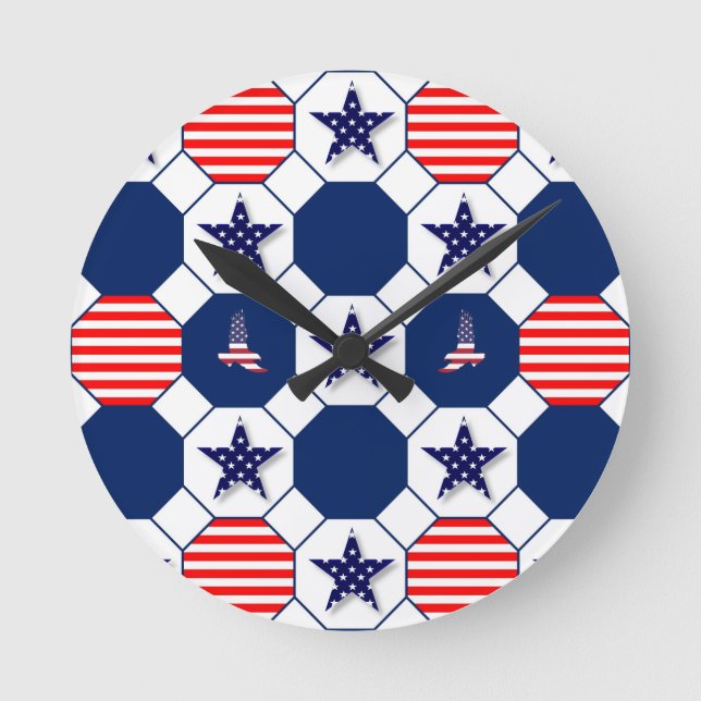 Patriotic Wall Clock Rund Klocka (Framsida)