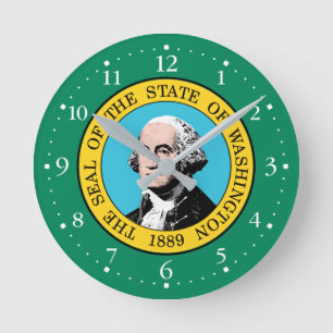 Patriotic Washington Statlig flagga Rund Klocka