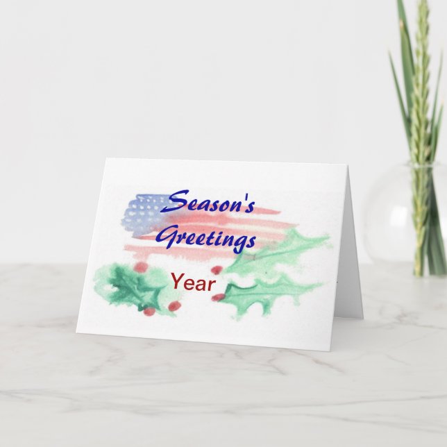 Patriotic Watercolor-julkort - Ver. 11 Helgkort (Framsida)