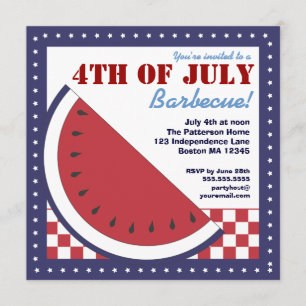 Patriotic Watermelon 4 juli Barbecue Inbjudningar