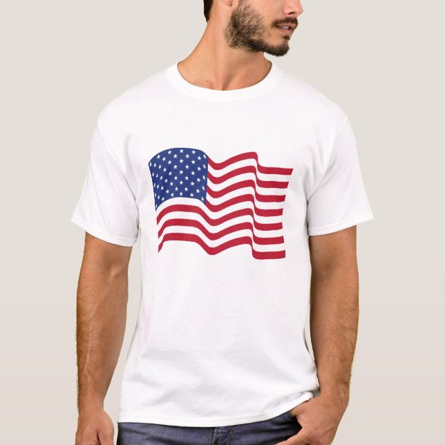Patriotic Wave American Flagga T-Shirt (Framsida)