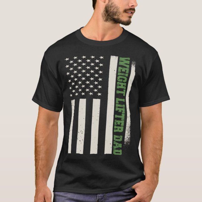 Patriotic Weightlift Workout BodyBuilder Wight T Shirt (Framsida)