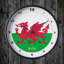Patriotic Welsh Flagga, Wales trendig Home/design Rund Klocka