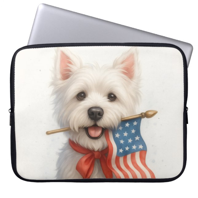 Patriotic Westie Laptop Fodral (Framsidan)