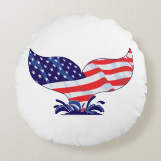Patriotic Whale Svan Rund Kudde