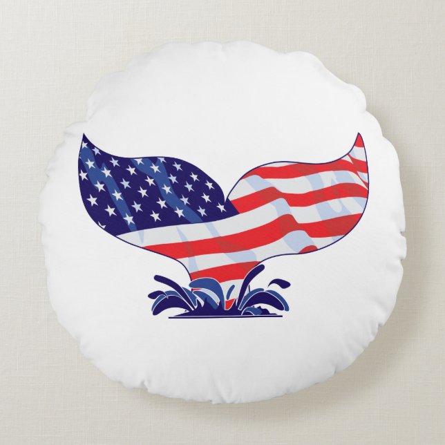 Patriotic Whale Svan Rund Kudde (Framsidan)