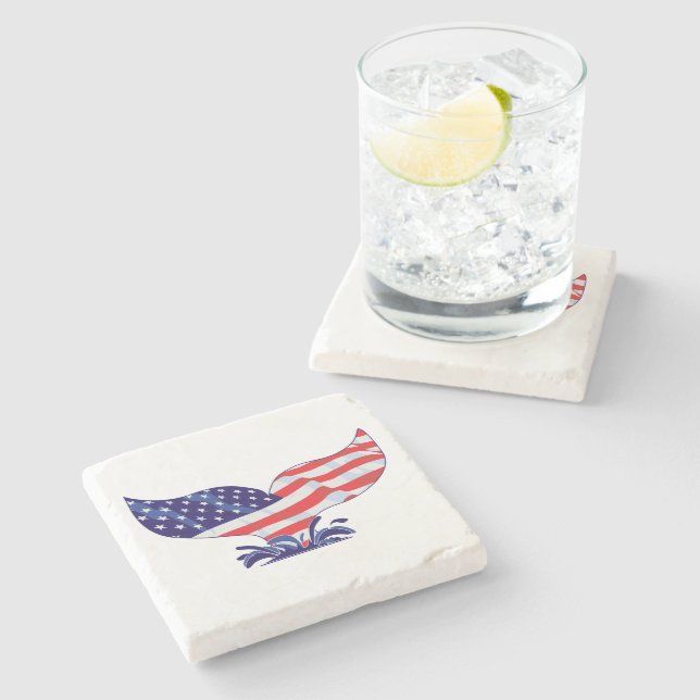 Patriotic Whale Svan Stenunderlägg (Sidan)