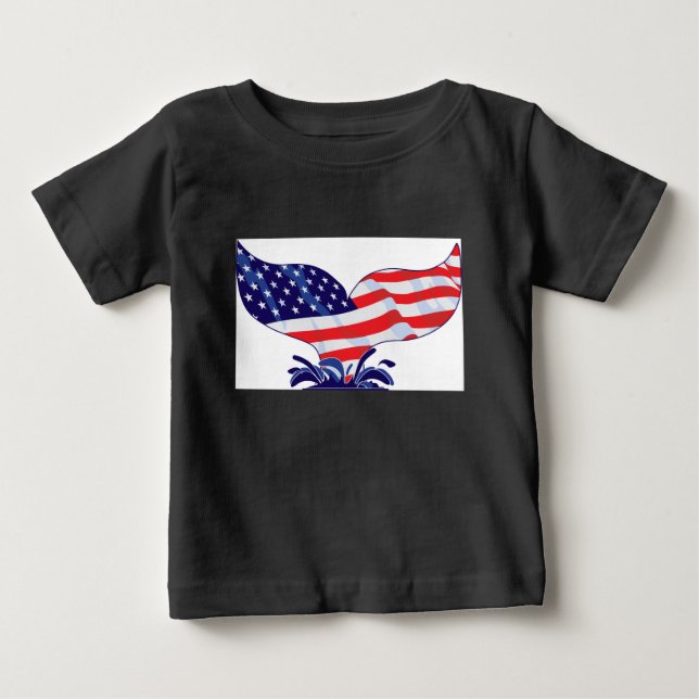 Patriotic Whale Svan T-shirt (Framsida)