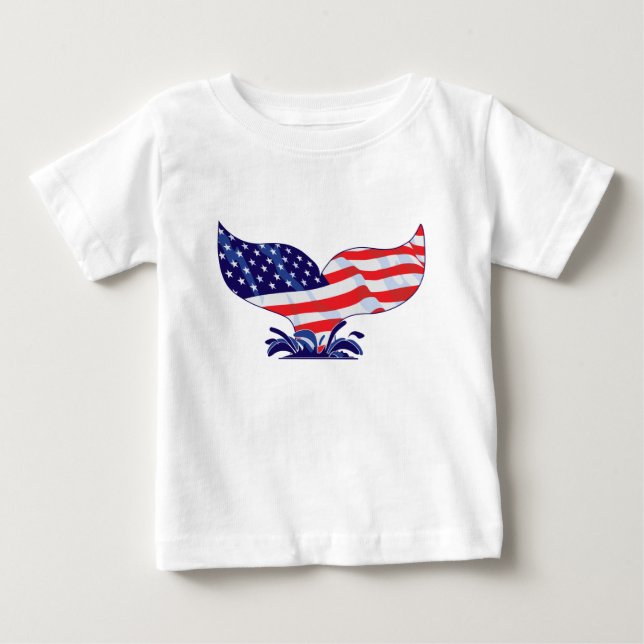 Patriotic Whale Svan Tee Shirt (Framsida)