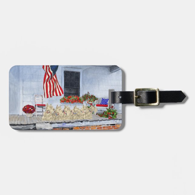 Patriotic Wheaten Scottish Terriers Bagagebricka (Horisontell Framsida)