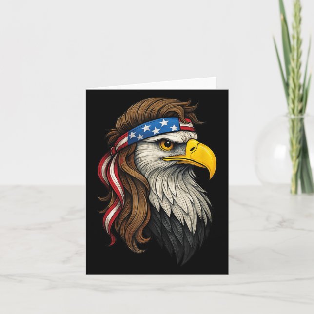 Patriotic White Head Eagle Us Flagga Bandana Mulle Kort (Framsida)