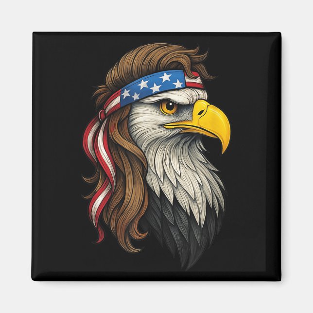 Patriotic White Head Eagle Us Flagga Bandana Mulle Magnet (Framsidan)