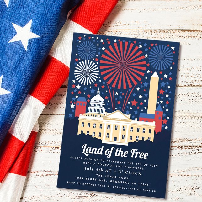 Patriotic White House Fireworks 4:e Cookout Inbjudningar (Skapare uppladdad)