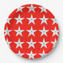 Patriotic White Stars på Red Fält Papper Plate
