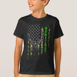 Patriotic Whitetail Buck Hjort Hunting American Ca T Shirt
