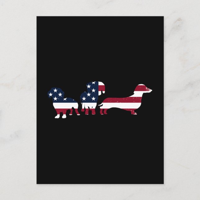 Patriotic Wiener Hundar, fjärde juli Helg Vykort (Framsida)
