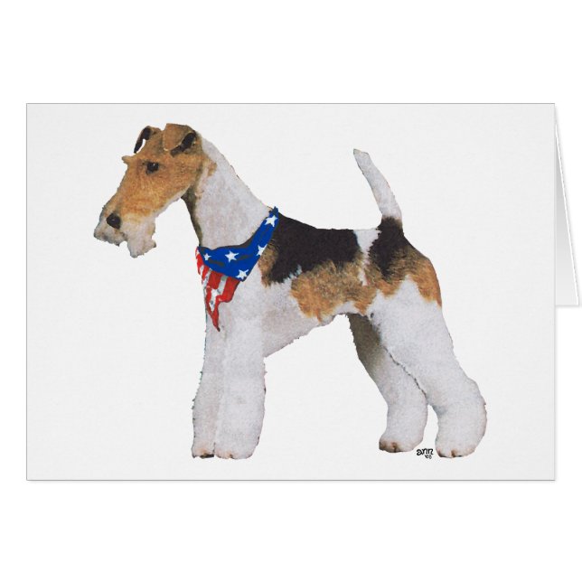 Patriotic Wire Fox Terrier Hälsningskort (Framsidan Horizontal)