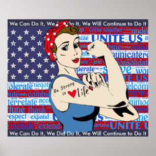 Patriotic Woman Poster med Flagga
