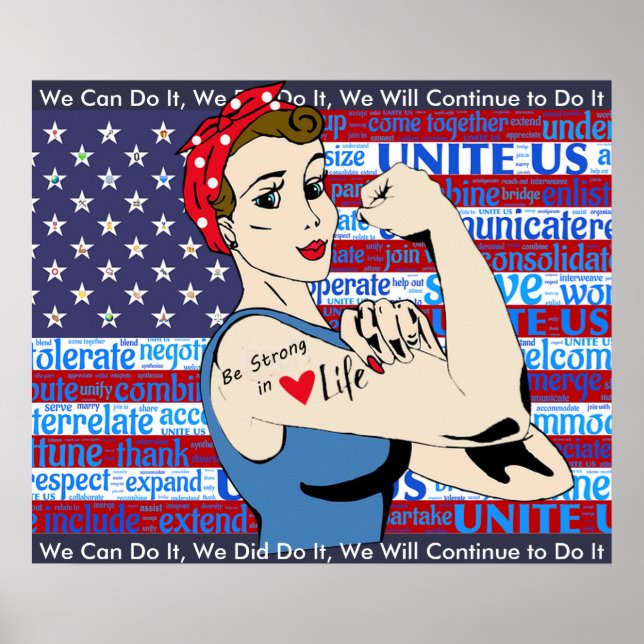 Patriotic Woman Poster med Flagga (Framsidan)