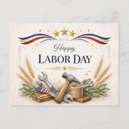 Patriotic Worker Tools Labor Day Helg Vykort