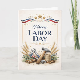 Patriotic Worker Tools Labor Day Kort