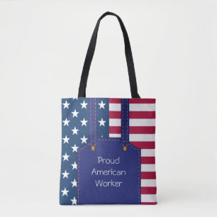 Patriotic Worker USA American Flagga Anpassade Tygkasse