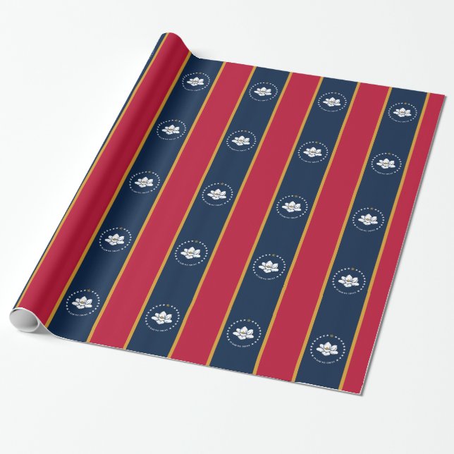 Patriotic wrapping paper with Flag of Mississippi Presentpapper (Utrullad)
