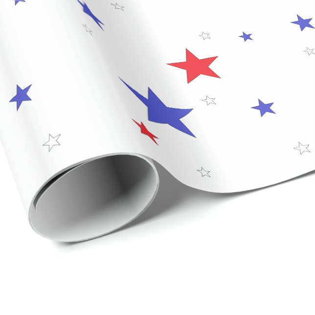 Patriotic Wrapping Papper med Stars Rött vitt blåt Presentpapper (Rullad Hörn)