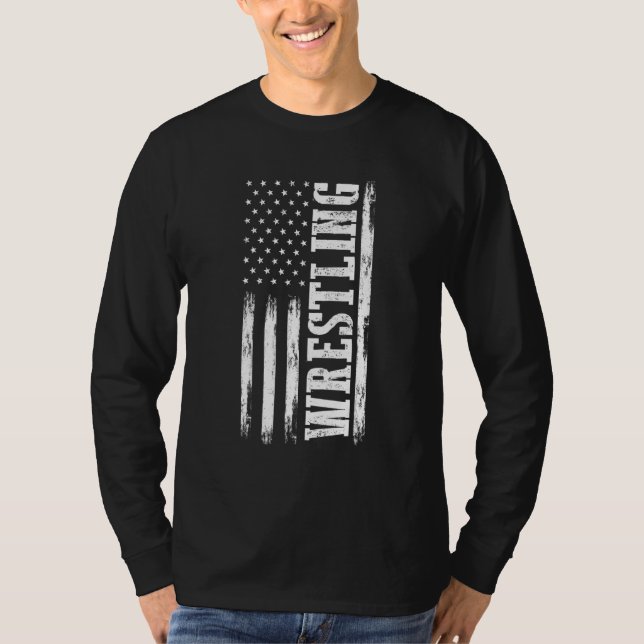 Patriotic Wrestler  4th Of July  American Flag Wre T Shirt (Framsida)