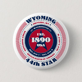 Patriotic Wyoming Circle med statsinformation Knapp