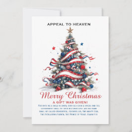 Patriotic Xmas Tree ATH1 with origin ed FLAT CARD Julkort