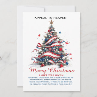 Patriotic Xmas Tree ATH1 with origin ed FLAT CARD Julkort