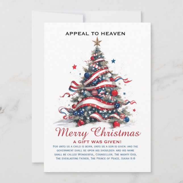 Patriotic Xmas Tree ATH1 with origin ed FLAT CARD Julkort (Framsida)