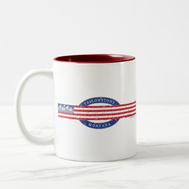 Patriotic Yellowstone Montana Två-Tonad Mugg (Vänster)