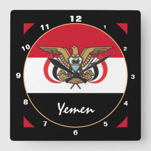 Patriotic Yemen Flagga, Jemen Home/design Fyrkantig Klocka