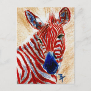 Patriotic Zebra Postcard Vykort