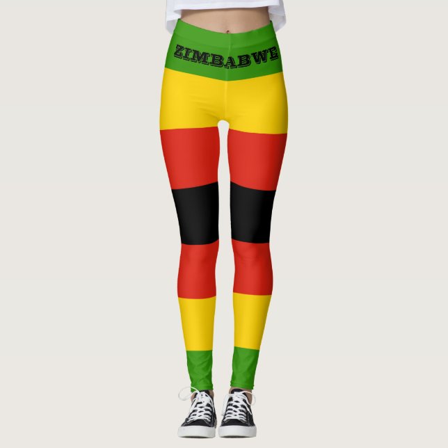 Patriotic Zimbabwe flagga Afrika Leggings (Framsida)
