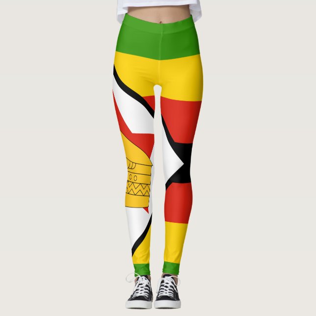 Patriotic Zimbabwe flagga Afrika Leggings (Framsida)